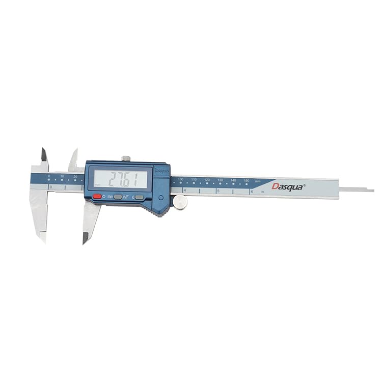 Dasqua 6" Digital Caliper Stainless Steel - IP54 Rated with Large Screen, in/mm/Fraction Conversion. High Precision ±0.001" Accuracy, Includes Protective Case - size: 0-6"