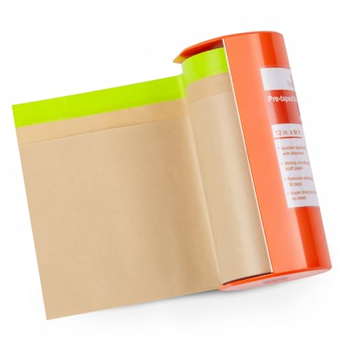 Tangibay Pre-Taped Masking Paper, 12" x 66', 1 Dispenser 1 Refill - size: 1 Dsp. 1 Refill: 12"x66'