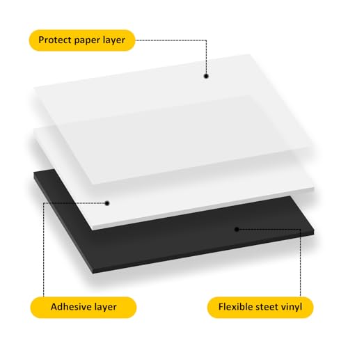 2 Pack, 11"x17" Adhesive Ferrous Sheets for Magnet, Flexible Steel Vinyl Magnetically-Receptive Sheet, Flat Rubber Metal Steel Pad, Flexible Iron Mat Work with All Magnets - color: Black, size: 11"x17"