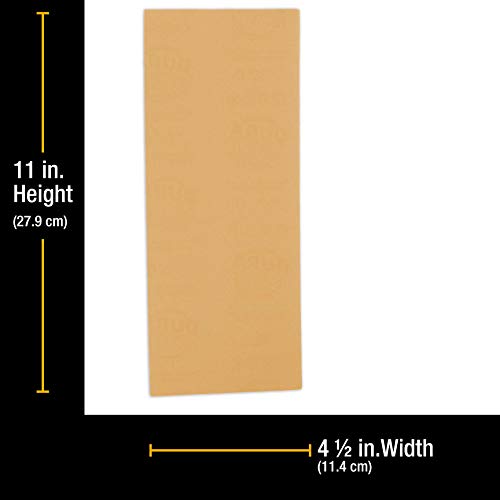 Dura-Gold Premium 1/2 Sheet Gold Sandpaper Sheets, 320 Grit (Box of 16) - size: 320-Grit