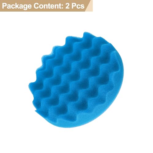HARFINGTON 2pcs Buffing Sponge Pads 6" Polishing Wheel Waffle Finishing Grip Pad Car Buffer Polisher with Hook and Loop Back for Car Detailing Polishing Waxing, Blue - color: Blue, size: 6"