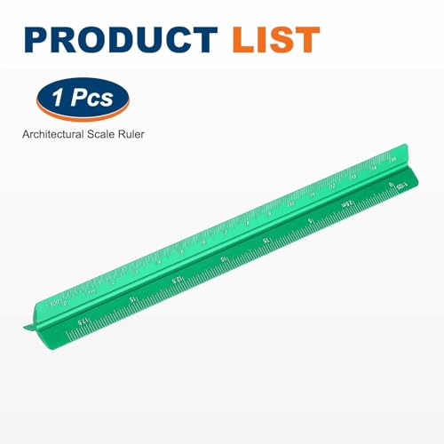 HARFINGTON Architectural Scale Ruler 7" Metric Aluminum Alloy Green - color: Green, size: 7 Inch