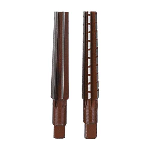 2Pcs High Carbon Steel Straight Shank Morse Taper Reamer Rough + Fine Hand Reamer Set Replacement (MT1)