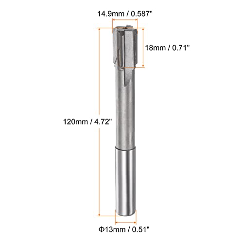 HARFINGTON Chucking Reamer 14.9mm H7 C1/K30 Carbide Tip Precision Straight Flutes Round Shank Lathe Machine Milling Cutter - size: 14.9mm