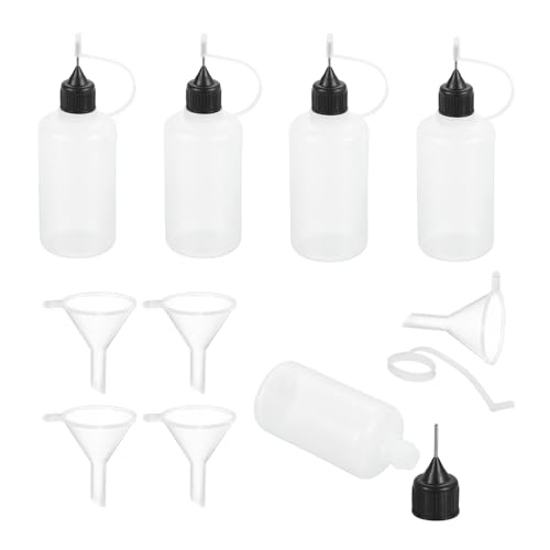 MECCANIXITY 5Pcs Needle Tip Squeeze Bottle, 50ml/1.69oz Glue Tip Applicator Bottles Plastic Liquid Glue Bottle for Paper Crafts, Painting, Oil, Ink(Black, with 5 Funnel) - color: Black, size: 50ml/1.69oz