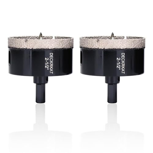 2-1/2 Inch Diamond Hole-Saw Bits with Pilot Drill Bit - 2pc 2-1/2" Diamond Tipped Tile Hole Saws with Guiding Bit Accurate Drilling for Porcelain Tile Ceramic Pottery Granite Stone Glass Bottles 65mm - size: 2-1/2" X 2Pcs