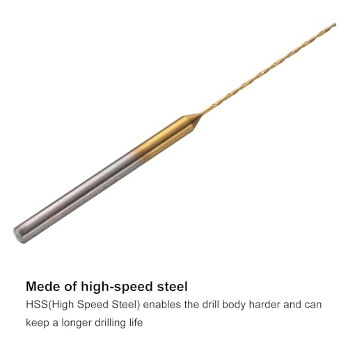 uxcell 8Pcs 0.6mm Mini Twist Drill Bit, Micro Engraving Drill Bits High-Speed Steel 2.35mm Shank Titanium Coated for DIY Resin, Amber and Wood - size: 0.6mm