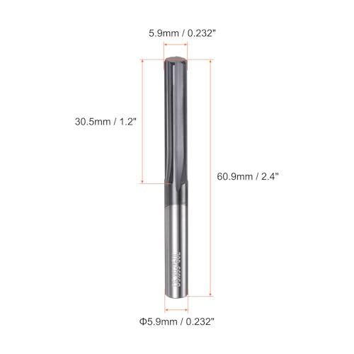 HARFINGTON Carbide Chucking Reamer 0.232"(5.9mm) Dia Straight Flute Straight Shank Machine Reamer Tool for Metal and Lathes CNC Machining Centers, Black - size: 0.232"
