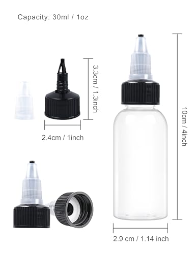 EOSAU 12 Pcs 1oz Clear Plastic Squeeze Bottles for Liquids, Twist Top Cap - color: Clear, size: 1oz 12Pack