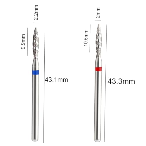 Acycoin2A 2PCS Tornado Flame Nail Drill Bit Rotary Burr Spiral Nail Mills