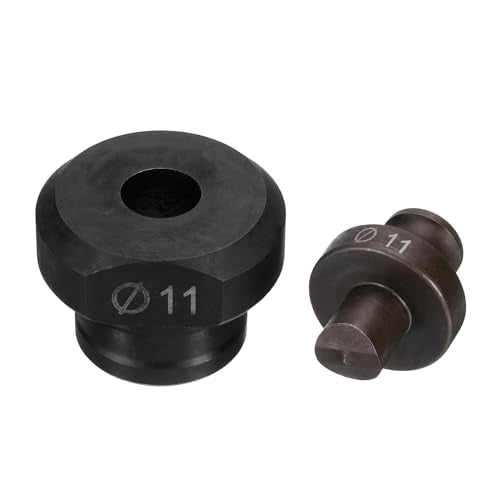 HARFINGTON Hydraulic Hole Punch Die 11mm Precise Round Hole Electric Punching Kit for MHP-20 JP-20, Burgundy & Black - size: 11mm