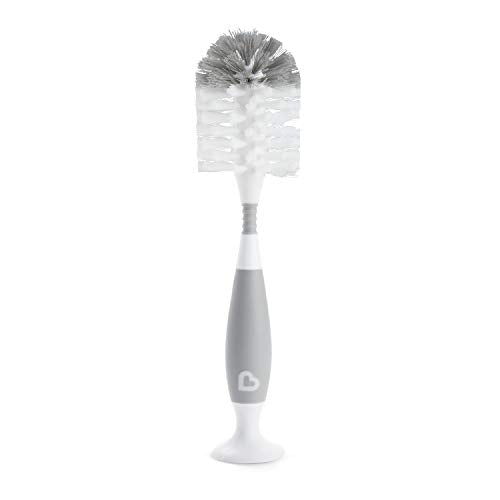 Munchkin® Fold™ Baby Bottle Countertop Drying Rack, White & Bristle™ Bottle Brush, Grey