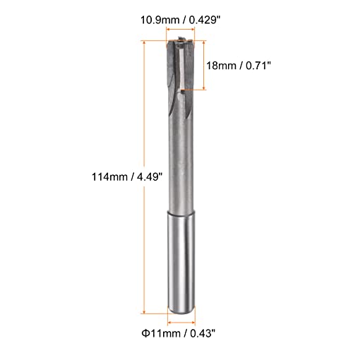 HARFINGTON Chucking Reamer 10.9mm H7 C1/K30 Carbide Tip Precision Straight Flutes Round Shank Lathe Machine Milling Cutter - size: 10.9mm