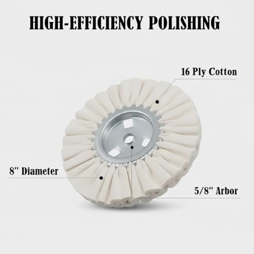 2 Pcs 8" Cotton Airway Buffing Wheel with 5/8'' Arbor Hole - style: 8'' Cotton Airway Buffing Wheels