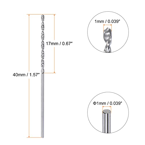 HARFINGTON 4pcs Solid Carbide Drill Bits 1mm C3/K10 Tungsten Carbide Precision Mini Micro Straight Shank Twist Drill Bit for Stainless Steel Metal Plastic Wood - size: 1mm