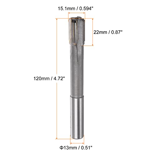 HARFINGTON Chucking Reamer 15.1mm H7 C1/K30 Carbide Tip Precision Straight Flutes Round Shank Lathe Machine Milling Cutter - size: 15.1mm