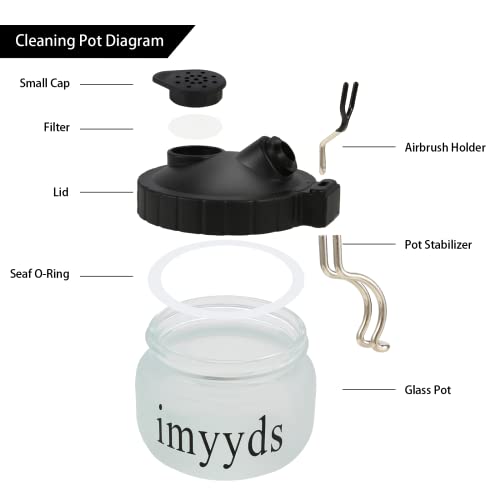 imyyds Airbrush Cleaning Kit, Airbrush Cleaning Pot, Airbrush Cleaning Tools with Airbrush Holder,5 Cleaning Brushes, 5 Cleaning Needles,3 Extra Filters