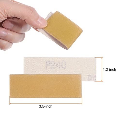 HARFINGTON 50pcs Micro Sander Paper 240 Grit 3.5x1.2 Inch Mini Sanding Sheets Strips Hook Loop Sandpapers for Wood Metal Small Projects Tight Spaces Polish Work - size: 240 Grit