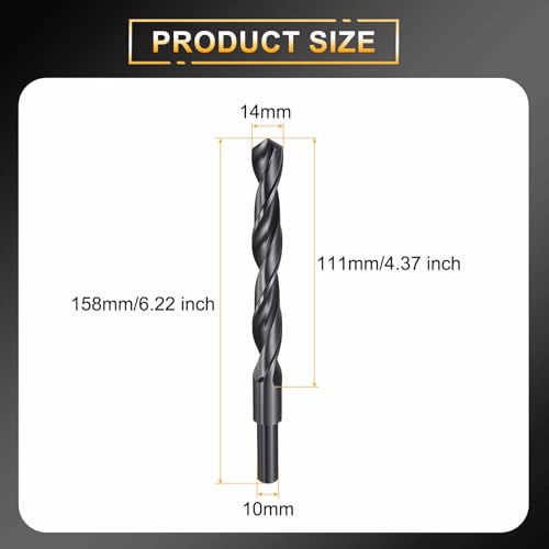 HARFINGTON 14mm Drill Bit 10mm Reduced Shank Round 4241 HSS 118° - size: 14mm, style: 10mm Shank