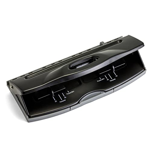 Officemate Adjustable 6-Hole Punch - 8 Sheet Capacity, Paper Punch for Planners and Binders, Fits Mini/Pocket, A6, Personal, A5 and Half Letter Paper, Easy-Read Guide, Black - color: Black