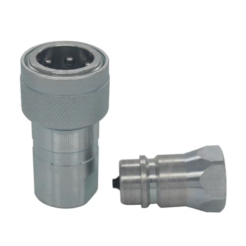 2-Set 1/2" Ag ISO5675 Carbon Steel Hydraulic Quick Disconnect Coupling Poppet Valve，Pioneer Type with Red and Blue Colour Dust Cap - size: 1/2"NPT-Poppet(Red and Blue)
