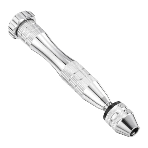 HARFINGTON Hand Drill 0.3mm -3mm Aluminum Swivel Head Pin Vise,Silver
