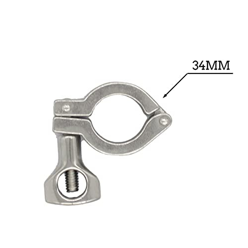 Tri Clamp with Wing Nut Stainless Steel 304 Heavy Duty Sanitary Single Pin Tri Clamp Clover with Silicone Gasket (Flange Size: 34mm) - size: flange size 34mm