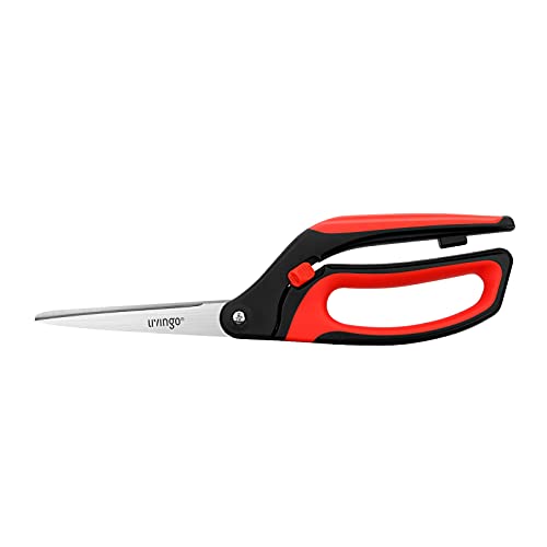 LIVINGO 10" Spring Action Fabric Scissors Heavy Duty Sewing Shears - color: Black/Red