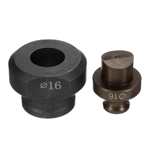 HARFINGTON Hydraulic Hole Punch Die 16mm Precise Round Hole Electric Punching Kit for MHP-20 JP-20, Burgundy & Black - size: 16mm