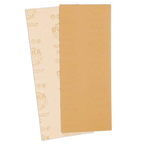Dura-Gold Premium 1/2 Sheet Gold Sandpaper Sheets, 320 Grit (Box of 16) - size: 320-Grit
