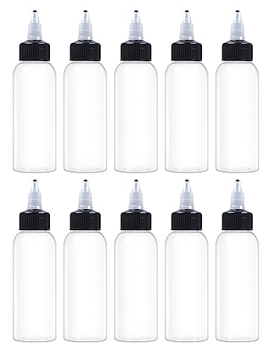 EOSAU 10 Pcs 2oz Clear Plastic Squeeze Bottles for Liquids, Twist Top Cap - color: Clear, size: 2oz 10Pack