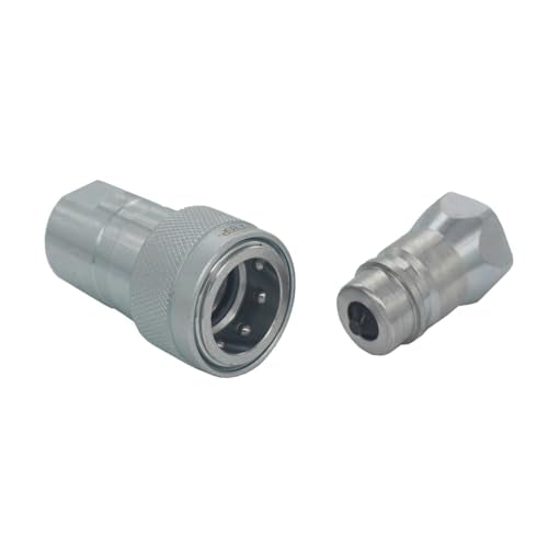 2-Set 1/2" Ag ISO5675 Carbon Steel Hydraulic Quick Disconnect Coupling Poppet Valve，Pioneer Type with Red and Blue Colour Dust Cap - size: 1/2"NPT-Poppet(Red and Blue)