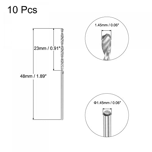 uxcell 10Pcs 1.45mm HSS(High Speed Steel) W6542 Micro Drill Bits - size: 1.45x48mm
