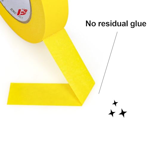 BOMEI PACK Yellow Painters Tape 1 Inch Bulk - Paint Tape 3 Rolls x 1 Inch x 60 Yards - Painter's Tape Yellow Masking Tape for Walls Painting, DIY Crafting, and School Project, Total 180 Yards - color: Yellow