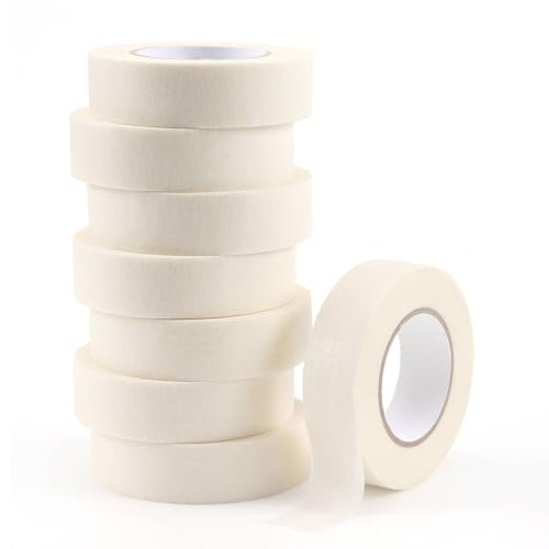 LONGKEY White Masking Tape 8 Rolls, 0.7 Inch x 20 Yards - color: 8 Roll x0.7 Inch, White