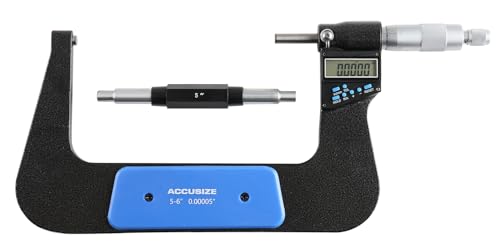 Accusize Industrial Tools 5-6''/125-150 mm 7 Keys Electronic Digital Outside Micrometers, 0.00005'' Or 0.001 mm Resolution, Ac21-6022 - size: 5-6" / 125-150 mm