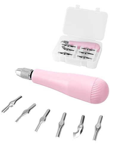 UCEC Pink 6-Blade Linocut Carving Kit for Stamp Making & Block Printing - color: 1pc Linoleum Knife(pink)