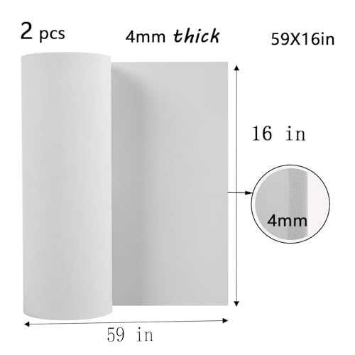AMZQNART 4mm EVA Foam Sheets Roll for Craft White Cosplay Foam 16x59in 2pcs - color: 2PCS:16×59in White, size: 4mm-Thick