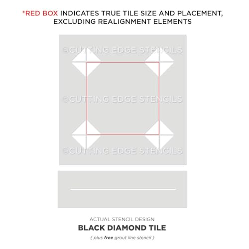 Black Diamond Tile Stencil - Minimalist Pattern for Stenciling Floors and Backsplashes - Quick and Cost Affective Alternative to Retiling (Extra Large) - size: Extra Large