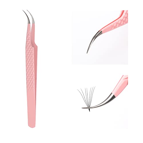 Eyelash Extension Tweezers FADLASH Volume Lash Tweezers Precision Curved Tip Lash Extension Tweezers Isolation & Volume Techniques Professional Application Tools - size: J Tweezers