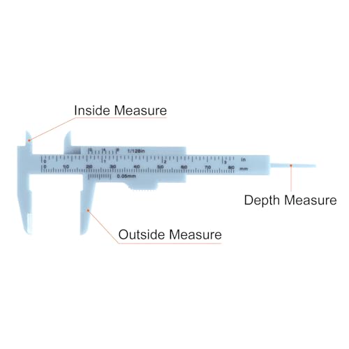 HARFINGTON 10pcs Mini Plastic Vernier Caliper 80mm/3 Inch Double Scale Metric Inch Sliding Gauge Measuring Tool Ruler for Inside Outside Depth Measuring, Blue - color: Light Blue, size: 0-80mm