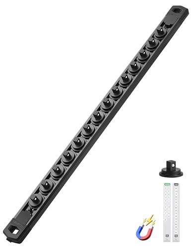 ALOANES Magnetic Socket Organizer, 1/4" Rail 14 Clips (Black, 1PC) - color: Black, size: 1PC, 1/4-Inch Drive