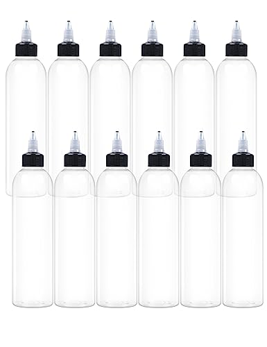 EOSAU 12 Pcs 8oz Clear Plastic Squeeze Bottles for Liquids, Twist Top Cap - color: Clear, size: 8oz 12Pack
