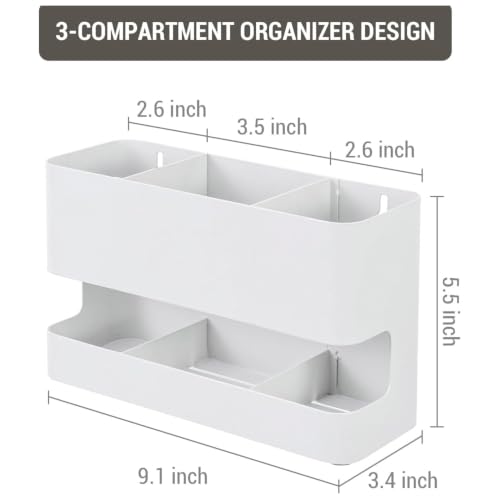 MyGift Wall Mounted Hair Tool Organizer with 3 Slots, White Metal - color: White, size: 3 Slots