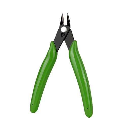 Micro Flush Cutters, 5-Inch Precision Side Cutters - High Carbon Steel, Spring-Loaded & Non-Slip Handle for Electronics, Wiring, Sprue, Zip Ties(Green) - color: Green