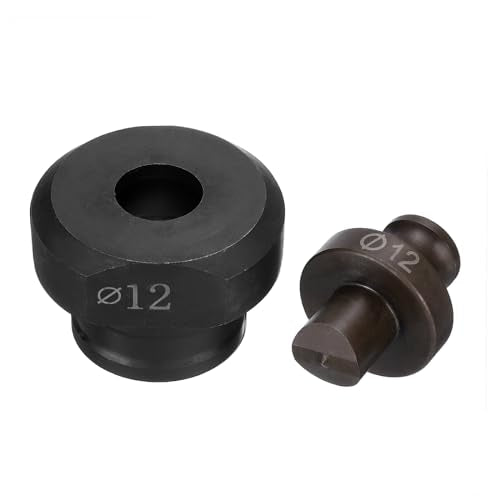 HARFINGTON Hydraulic Hole Punch Die 12mm Precise Round Hole Electric Punching Kit for MHP-20 JP-20, Burgundy & Black - size: 12mm