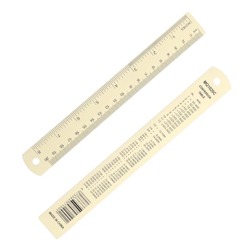 PATIKIL 20cm/8 inch Metal Ruler, Aluminum Alloy Metric Ruler with Inches and Centimeters Precision Measuring for Office Engineering Drafting, Beige - color: Beige, size: 20cm/8 Inch