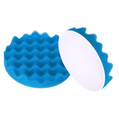 HARFINGTON 2pcs Buffing Sponge Pads 6" Polishing Wheel Waffle Finishing Grip Pad Car Buffer Polisher with Hook and Loop Back for Car Detailing Polishing Waxing, Blue - color: Blue, size: 6"