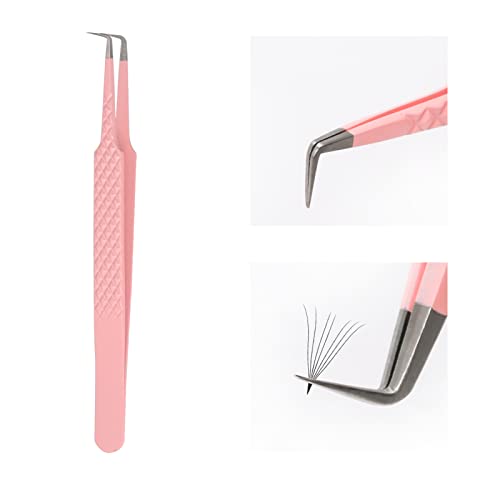 Lash Tweezers for Eyelash Extensions FADLASH Professional Japanese Stainless Steel Precision Lash Extension Tweezers Precise Individual Lashes Tweezers - size: 90 Degree Tweezers
