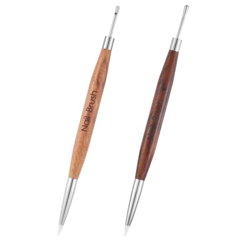 2 Pcs Dual-Ended Silicone Nail Art Sculpture Pens, 3D Gel Carving & Metal